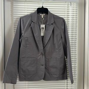 Eileen Fisher Zinc Organic Cotton Stretch Poplin Notched Collar Blazer - XS